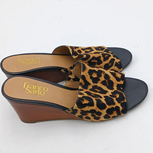 FRANCO SARTO Women's Mccenna Wedges Open Toe Sandals Leopard Leather Size‎ 8M